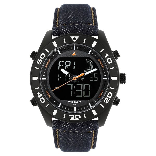 Fastrack Denim Quartz Analog Digital Black Dial Denim Strap Watch for Guys - image number 0
