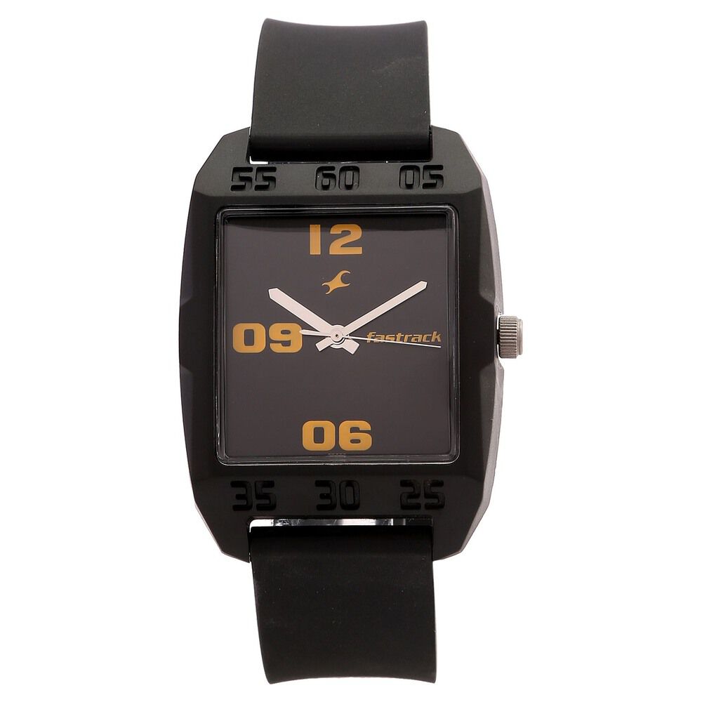 Black dial black plastic strap watch fastrack top