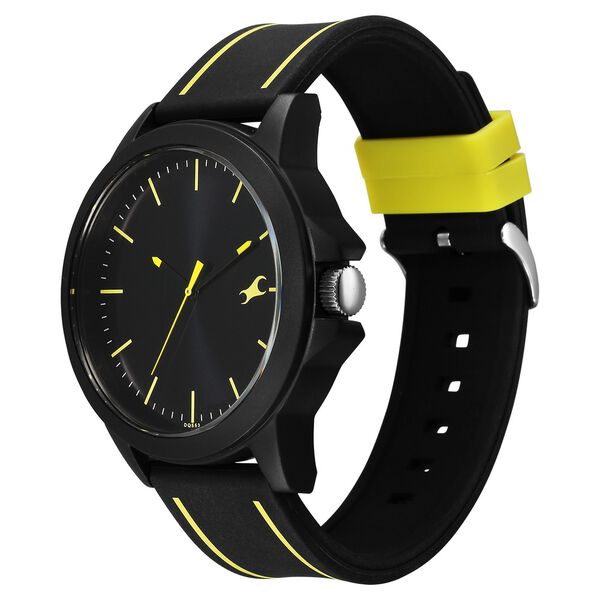 Fastrack Tees Urbanique Quartz Analog Black Dial Silicon Strap Watch For Guys - image number 2