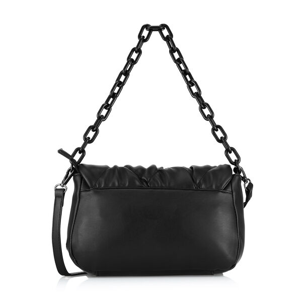 Fastrack Pleat-Quilted Satchel with Acetate Chain Handle in Black - image number 3