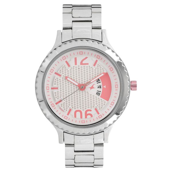 Fastrack Loopholes Quartz Analog with Date White Dial Stainless Steel Strap Watch for Girls - image number 0