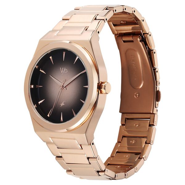 Vyb Quest By Fastrack Quartz Analog Black Gradient Dial Metal Strap Watch For Guys - image number 3