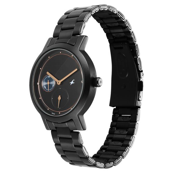 Fastrack Tick Tock Quartz Analog Black Dial With Black Stainless steel Strap Watch for Girls - image number 2