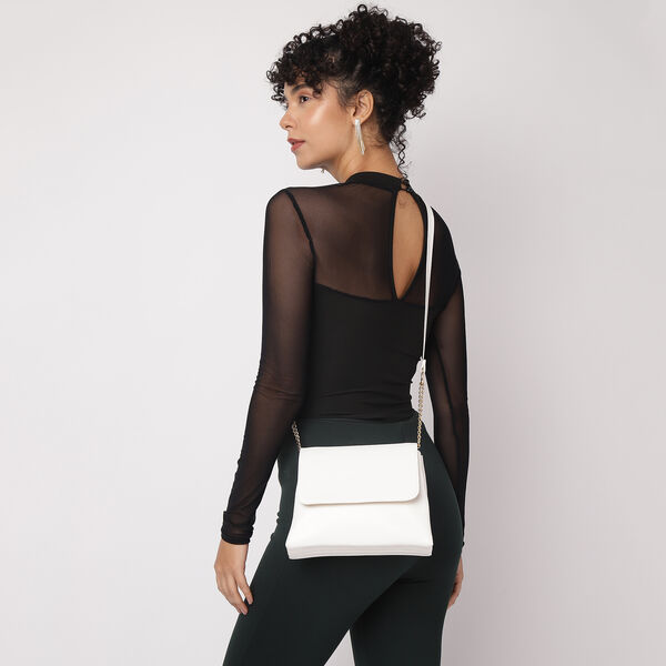 Fastrack Classic Envelope Sling Bag for Women | Stylish Crossbody Bag for Girls, Ladies, Women | Structured Handbag Made of High-Quality Faux Leather (White) - image number 7