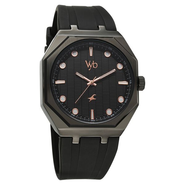 Vyb Rebel By Fastrack Quartz Analog Black Dial Silicone Strap Watch For Guys - image number 1