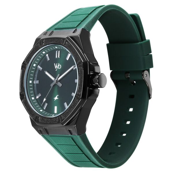 Fastrack Vyb Rebel Quartz Analog Green Dial Green Color Silicone Strap Watch For Guys - image number 3