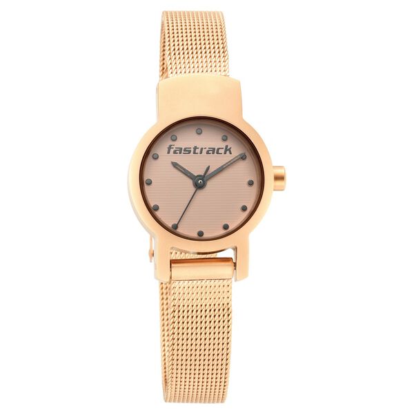 Fastrack Hitlist Quartz Analog with Date Rose Gold Dial Stainless Steel Strap Watch for Girls - image number 0