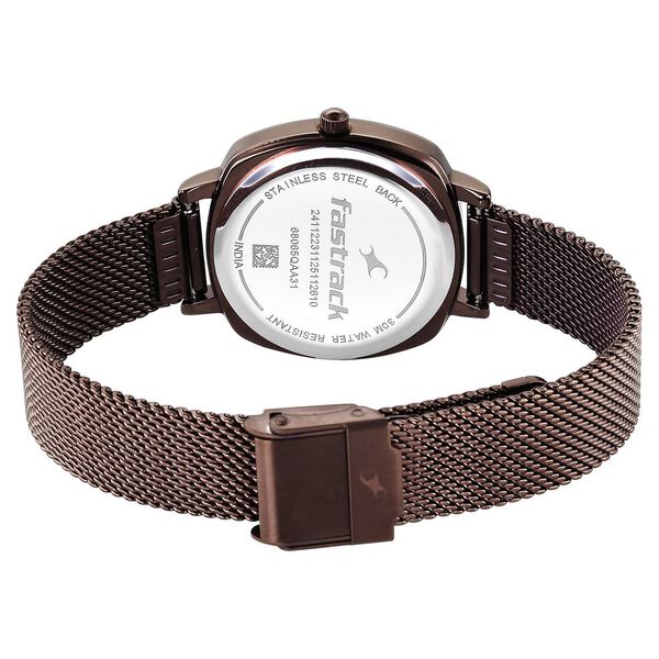 Fastrack Stunners Quartz Analog Black Dial Brown Stainless Steel Strap Watch For Girls - image number 5