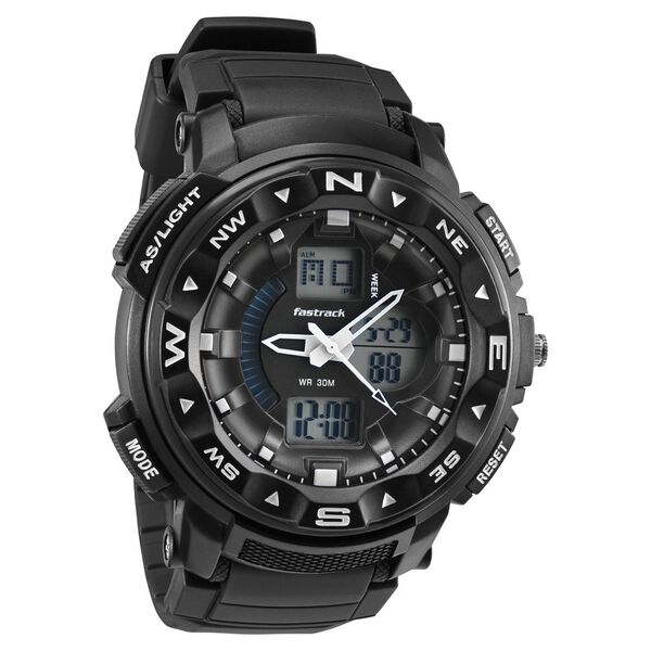 Fastrack AnaDigi Black Dial Black Colour Plastic Strap Unisex Watch - image number 1