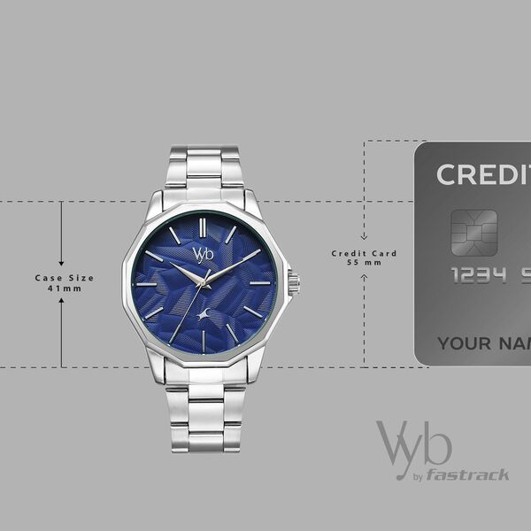 Vyb Drift By Fastrack Quartz Analog Blue Dial Silver Stainless Steel Strap Watch For Guys - image number 3