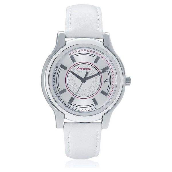 Fastrack Quartz Analog Silver Dial Leather Strap Watch for Girls - image number 0