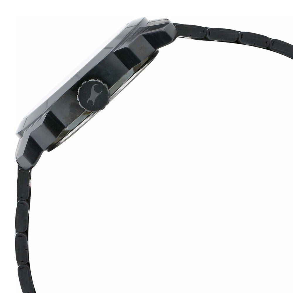 Buy Online Fastrack Loopholes Quartz Analog Black Dial Stainless Steel Strap Watch for Guys nn3168nm01 Fastrack