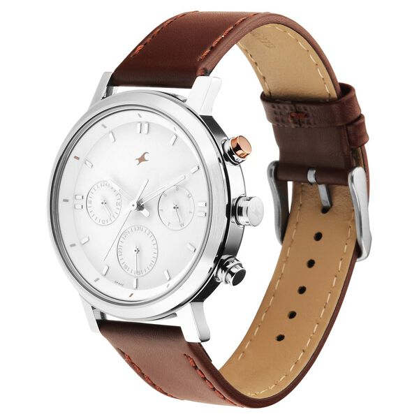 Fastrack Tick Tock Quartz Analog White dial Leather Strap Watch for Guys - image number 2