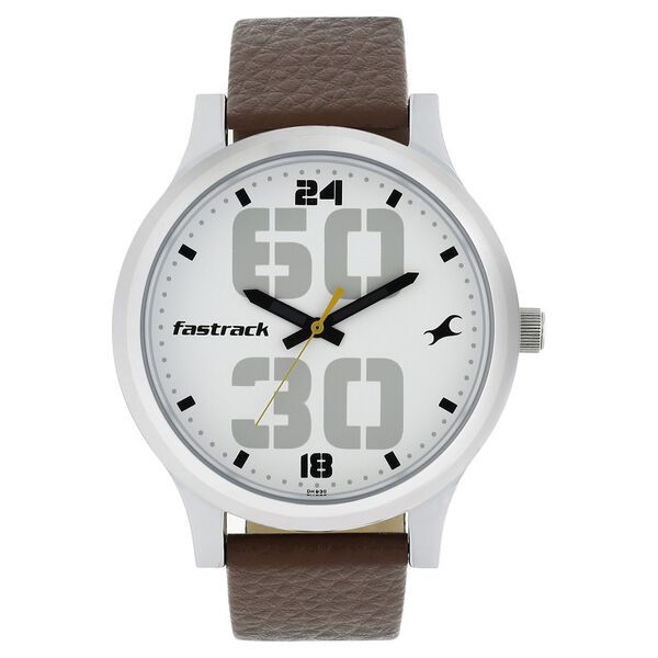 Fastrack Bold Quartz Analog White Dial Leather Strap Watch for Guys - image number 0