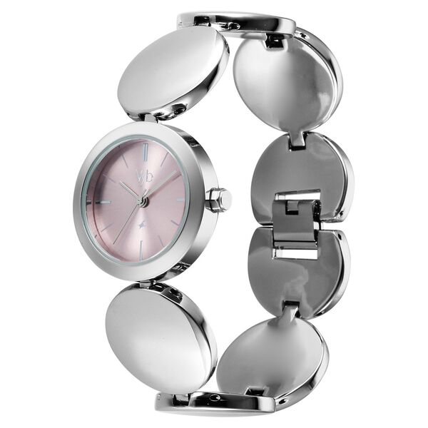 Vyb Showstopper By Fastrack Quartz Analog Pink Dial Silver Metal Strap Watch For Girls - image number 2