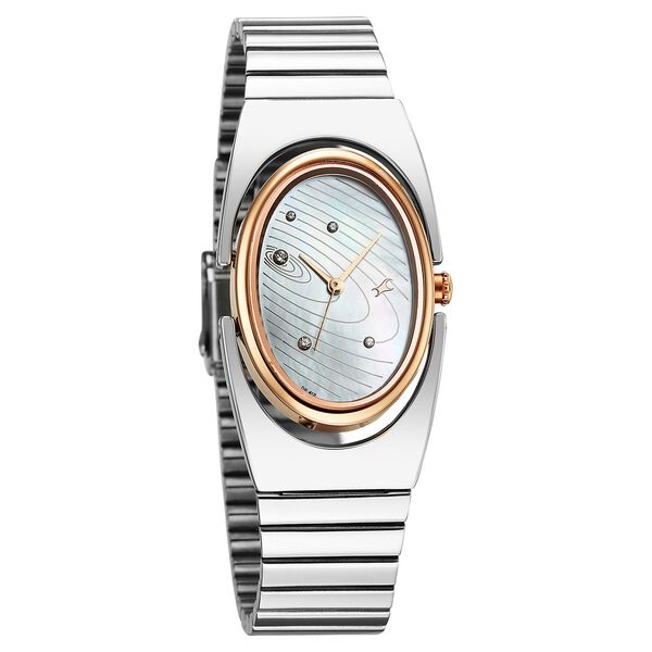 Fastrack UFO Quartz Analog Mother of Pearl Dial Silver Colour Stainless Steel Strap Watch For Girls - image number 1
