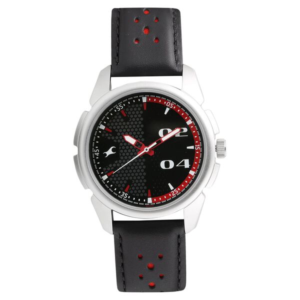 Fastrack Loopholes Quartz Analog Black Dial Leather Strap Watch for Guys - image number 0