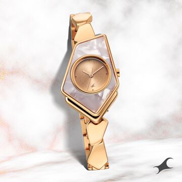 Fastrack Younique Quartz Analog Rose Gold Dial Metal Strap Watch for Girls
