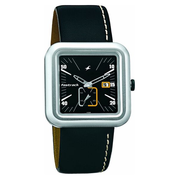 Fastrack Quartz Analog Black Dial Leather Strap Watch for Guys - image number 0
