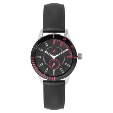 Fastrack Quartz Analog Black Dial Leather Strap Watch for Girls