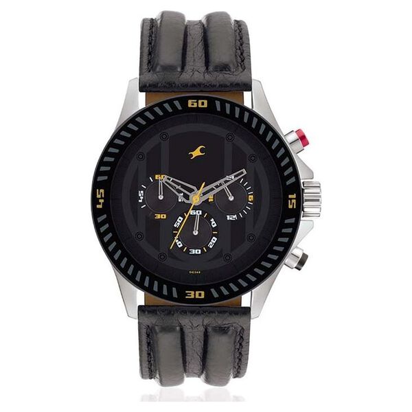 Fastrack Quartz Chronograph Grey Dial Leather Strap Watch for Guys - image number 0