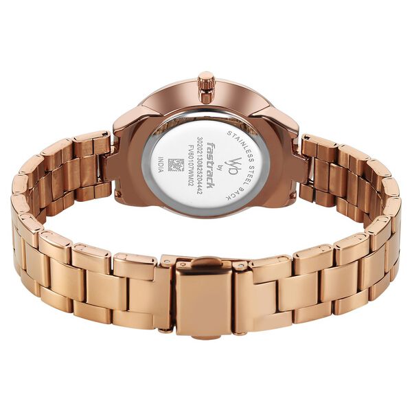 Vyb Eclipse By Fastrack Quartz Analog Rose Gold Dial Rose Gold Stainless Steel Strap Watch For Girls - image number 6