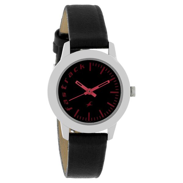 Fastrack Fundamentals Quartz Analog Black Dial Leather Strap Watch for Girls - image number 1
