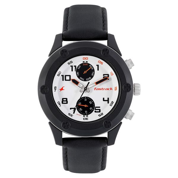 Fastrack Modular Quartz Analog White Dial Leather Strap Watch for Guys - image number 0
