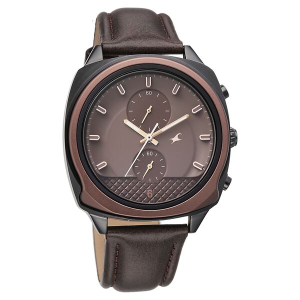 Fastrack Gelato Black chronograph watch with Chocolate dial for Guys - image number 2
