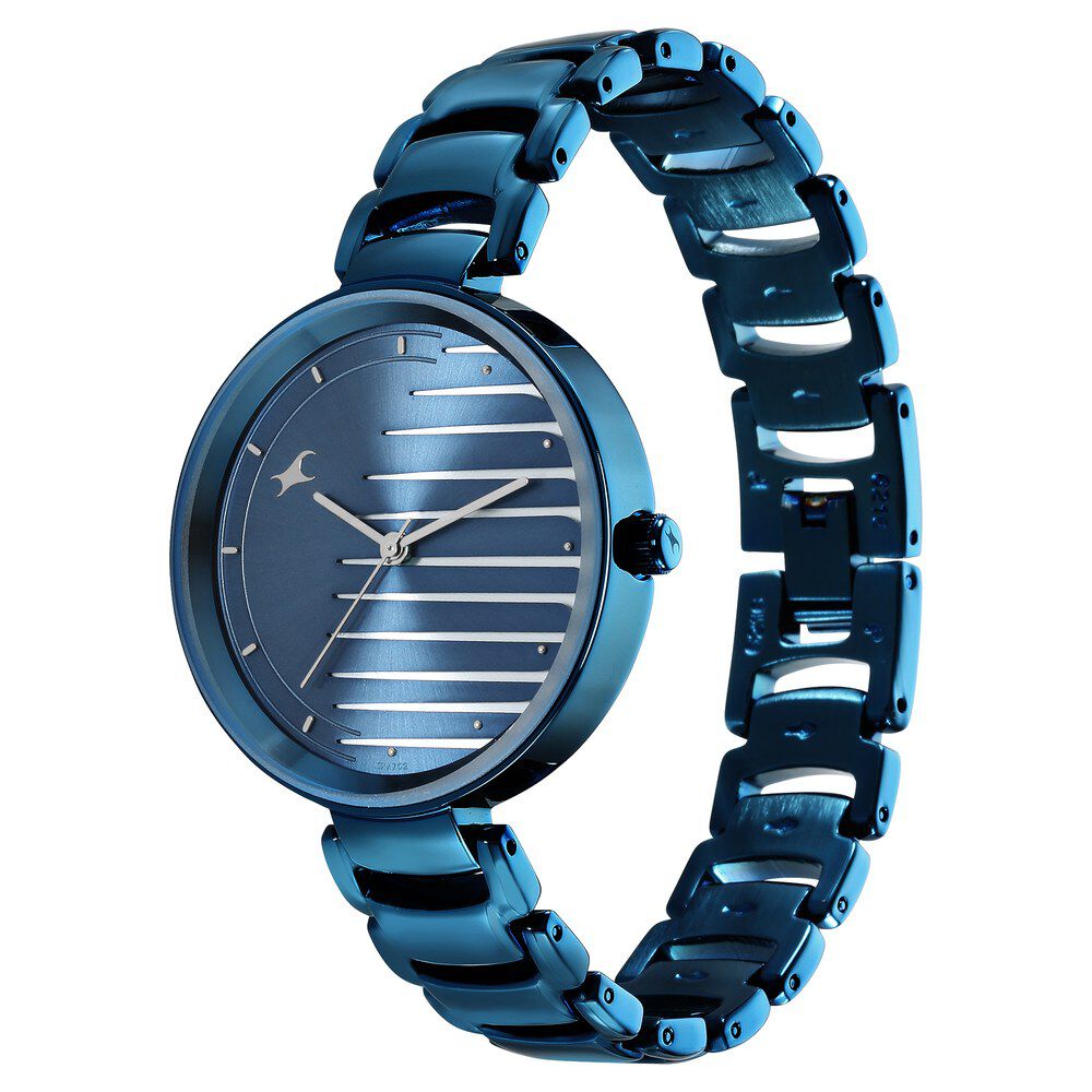 Buy Online Fastrack Style Up Quartz Analog Blue Dial Metal Strap Watch for Girls ns6216qm02 Fastrack