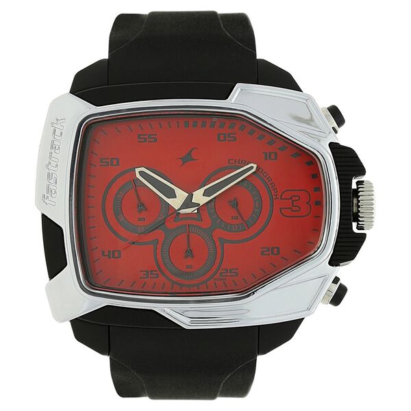 Fastrack Quartz Chronograph Red Dial Plastic Strap Watch for Guys - image number 0