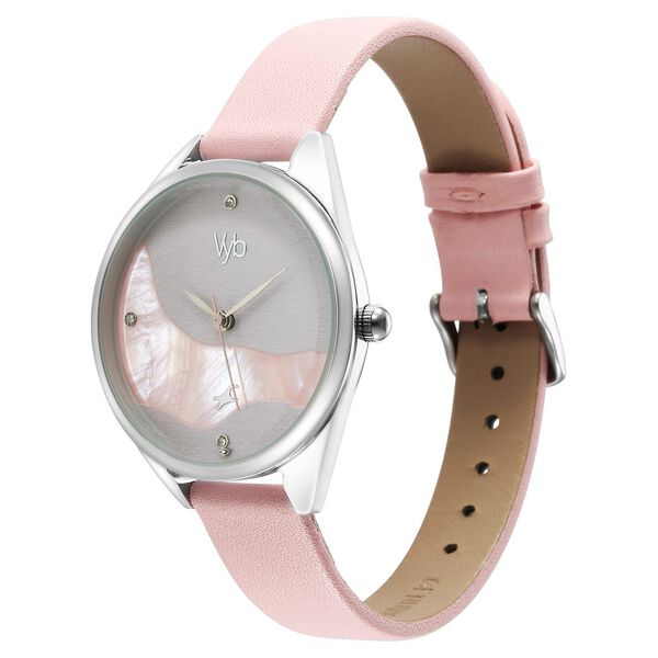 Fastrack Vyb Spotlight Quartz Analog Two Toned Dial Pink Leather Strap Watch For Women - image number 2