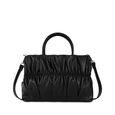 Gathered faux leather satchel - image number 5