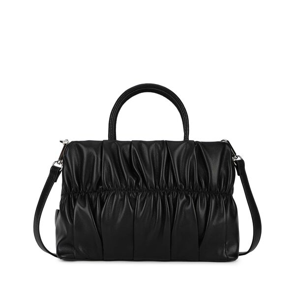 Gathered faux leather satchel - image number 5