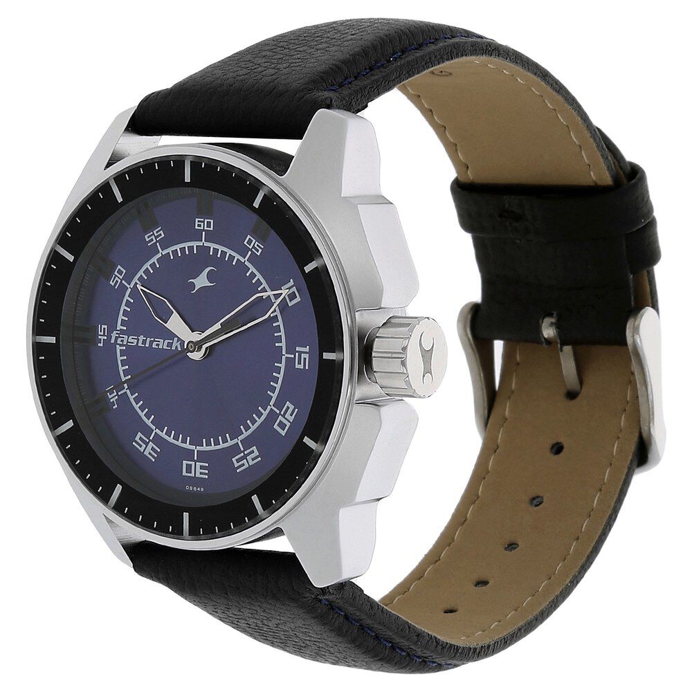 Buy Online Fastrack Quartz Analog Purple Dial Leather Strap Watch for Guys 3089sl01 p Fastrack