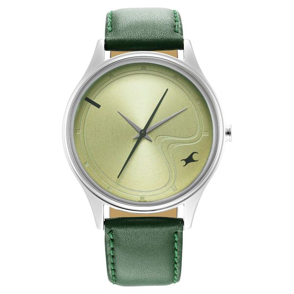 Fastrack Stunners Green Dial Leather Strap Watch for Guys - image number 1