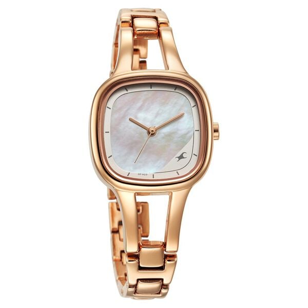 Fastrack Pulse Quartz Analog Mother Of Pearl Dial Rose Gold Metal Strap Watch For Girls - image number 1