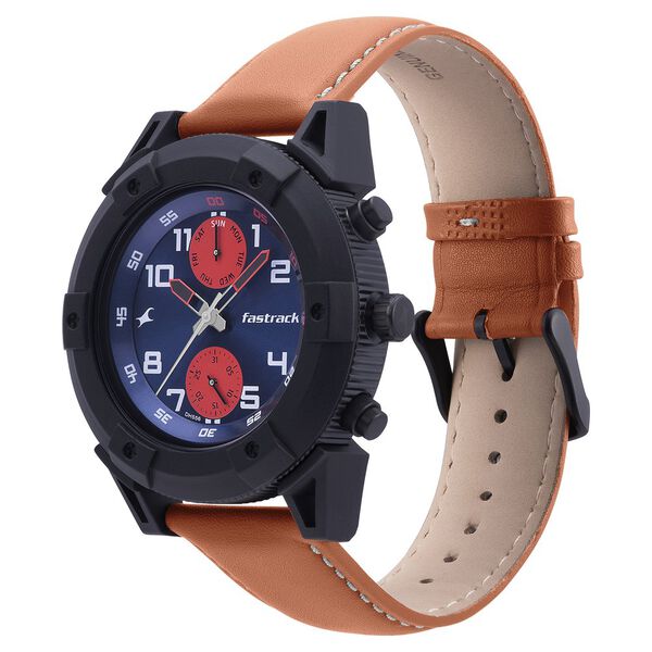 Fastrack Quartz Analog Blue Dial Leather Strap Watch for Guys - image number 2