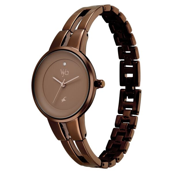 Vyb Halo By Fastrack Quartz Analog Brown Dial Brown Metal Strap Watch For Girls - image number 4