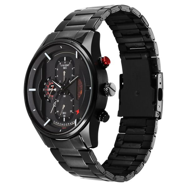 Fastrack Opulence Sun Moon Chronograph Black Dial Black Metal Strap Analog Quartz Watch For Guys - image number 3