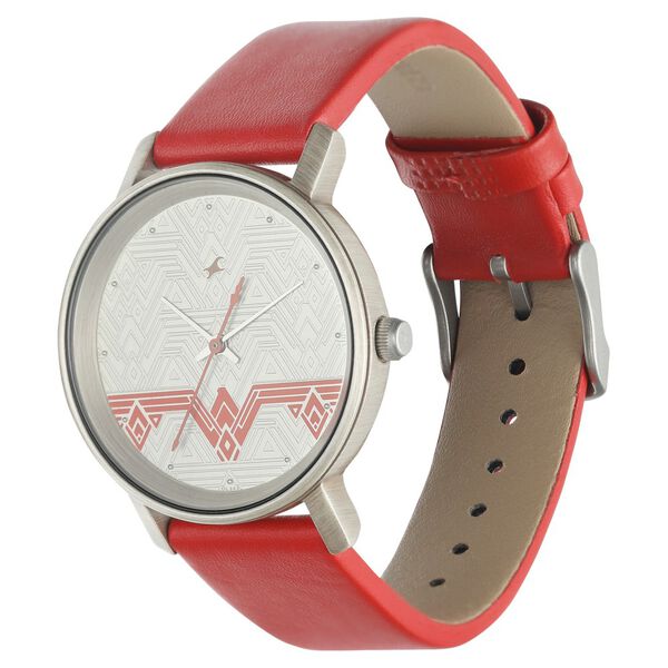 Fastrack Wonder Woman Quartz Analog Silver Dial Leather Strap Watch for Girls - image number 3