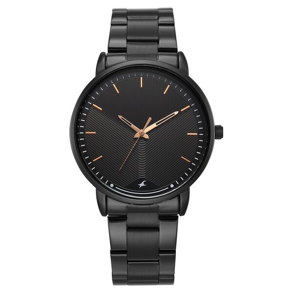 Fastrack Stunners Quartz Analog Black Dial Brown Stainless Steel Strap Watch For Guys - image number 0