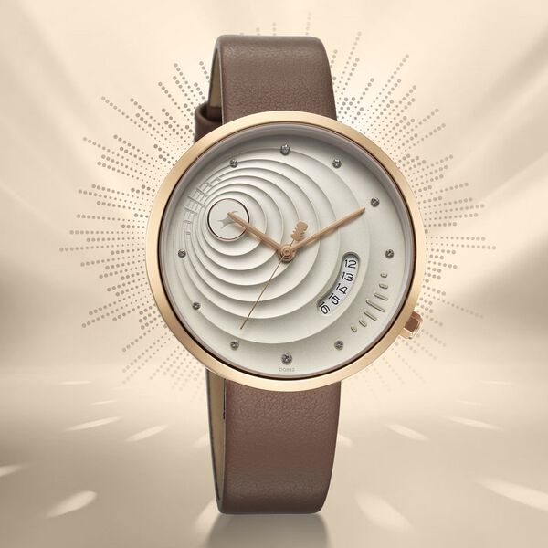 Fastrack Groove Quartz Analog with Date Grey Dial Girls Leather Watch - image number 0