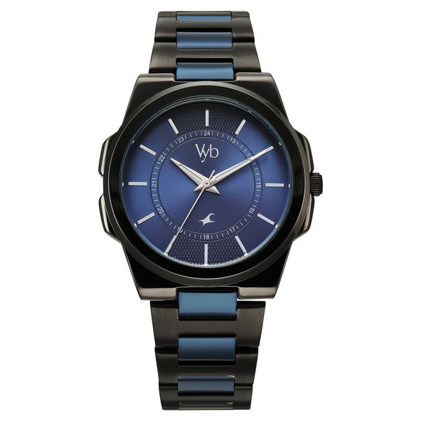 Vyb Nimbus By Fastrack Quartz Analog Blue Dial Two Toned Stainless Steel Strap Watch For Guys - image number 1