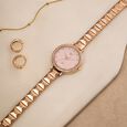 Vyb Enigma By Fastrack Quartz Analog Pink Dial Silver Metal Strap Watch For Girls