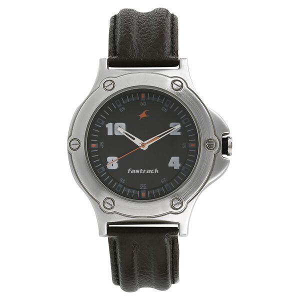 Fastrack Quartz Analog Black Dial Leather Strap Watch for Guys - image number 0