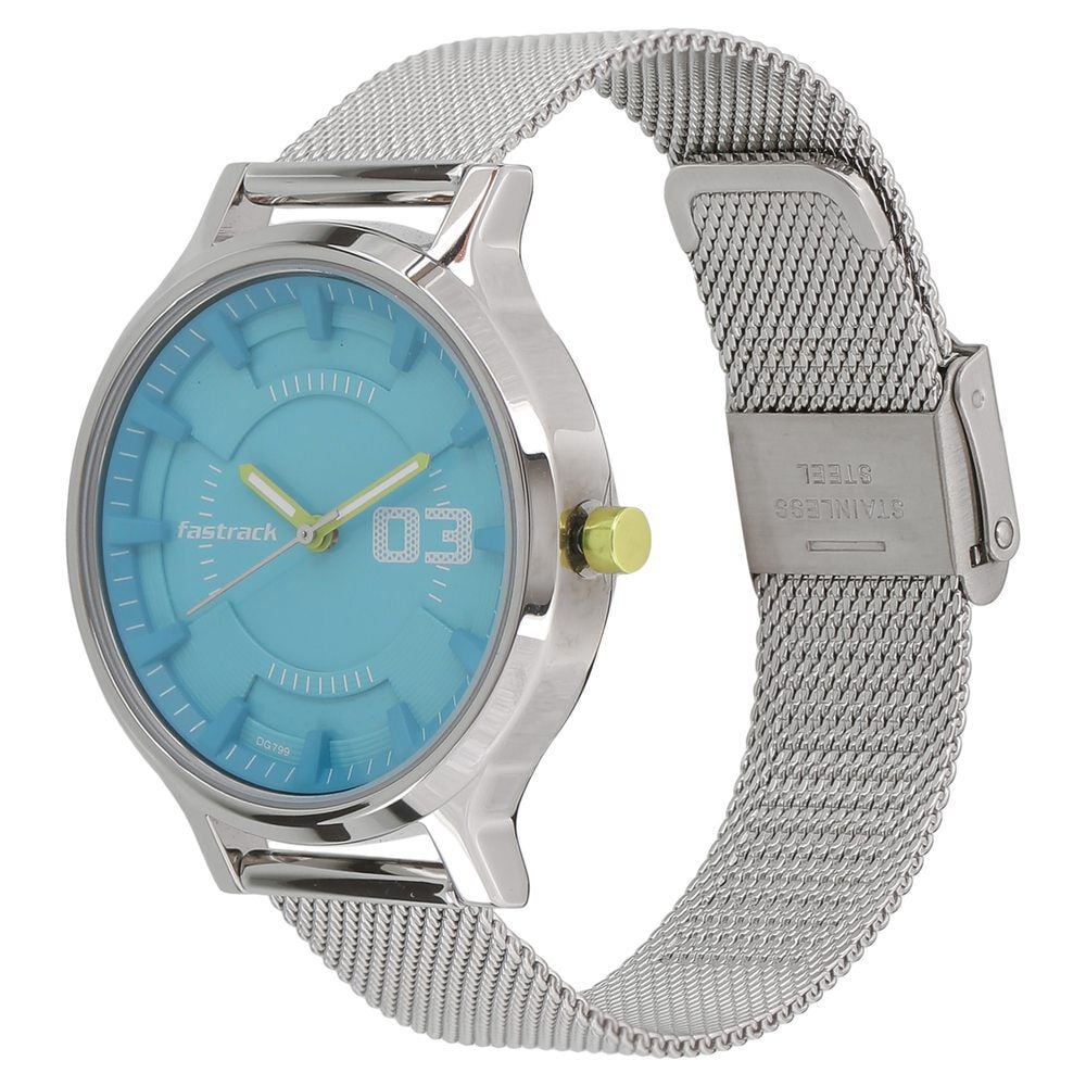 Buy Online Fastrack Loopholes Quartz Analog Blue Dial Stainless Steel Strap Watch for Girls nn6166sm01 Fastrack