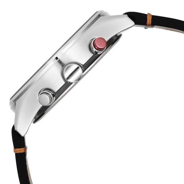 Fastrack Opulence Sun Moon Chronograph Silver Dial Black Leather Strap Analog Quartz Watch For Guys - image number 4