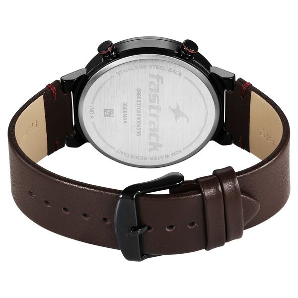 Fastrack Gambit Micromotor White Dial Brown Leather Strap Analog Watch for Guys - image number 5