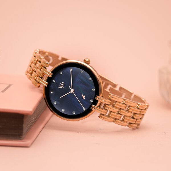 Vyb Eclipse By Fastrack Quartz Analog Mother Of Pearl Dial Metal Strap Watch For Girls - image number 0